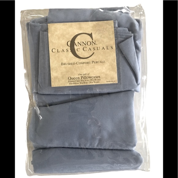 Cannon Classic Casuals Blue Queen Pillowcases 1 pair NEW in Package - Picture 1 of 2